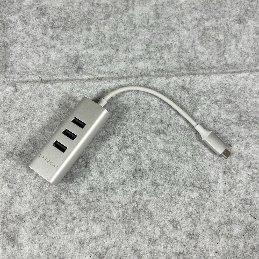 Satechi L0207 Multiport Adapter Silver - USB C to Ethernet & USB A (3x)